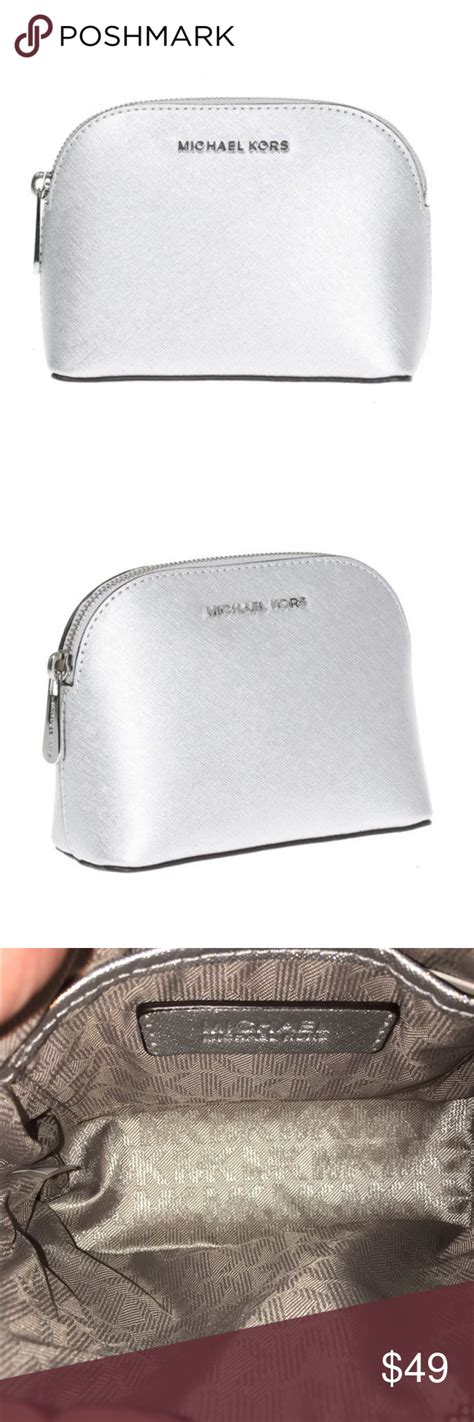 silver michael kors cosmetic bag